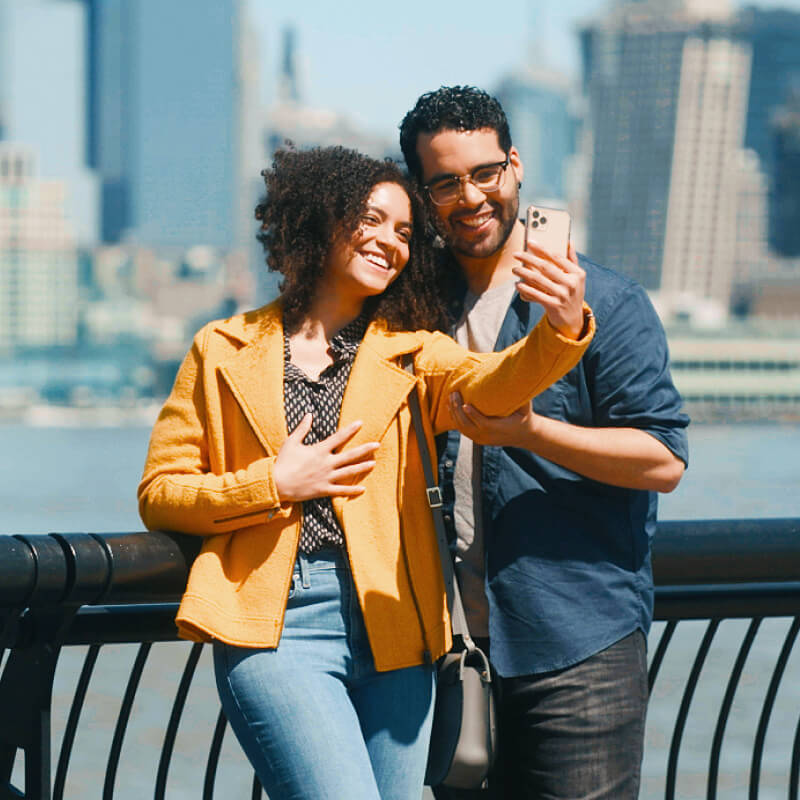 couple taking selfie image