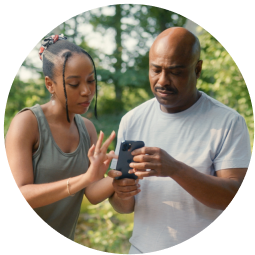 Couple using mobile app